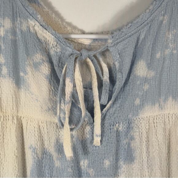 Current Air Anthropologie Blue White Tie Dye Ruffle Tiered Mini Dress Size S - Picture 3 of 12